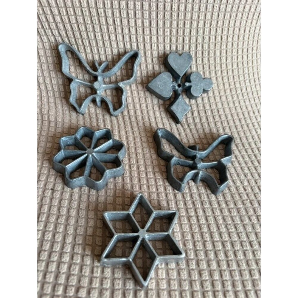 Vtg Rosette Timbale Iron Molds Only Butterfly Flower Star Card Suits Aluminum